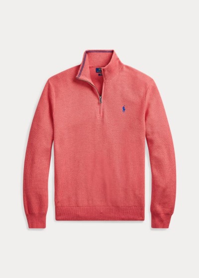 Sueter Polo Ralph Lauren Hombre Coral - Cotton Half-Zip - KXCZA3981